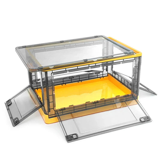 HKM-762259 Large Capacity Folding Storage Box with Wheels – Collapsible Plastic Container for Clothes, Books and Snacks