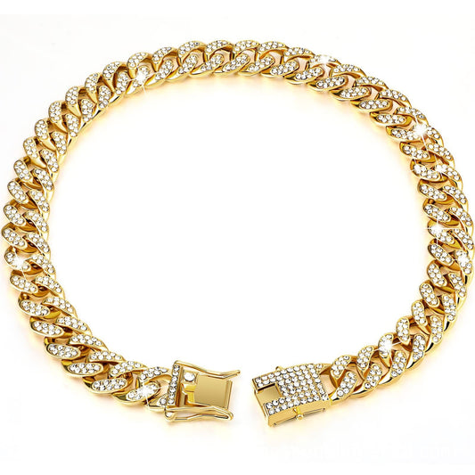 HKM-7632189 Diamond-Cut Dog Collar in Gold, Silver, and Rose Gold - Multiple Sizes Available