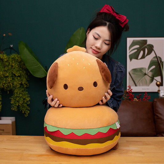 HKM-763475 Puppy Hamburger Plush Pillow Cushion for Kids' Room Decoration, 33cm or 40cm