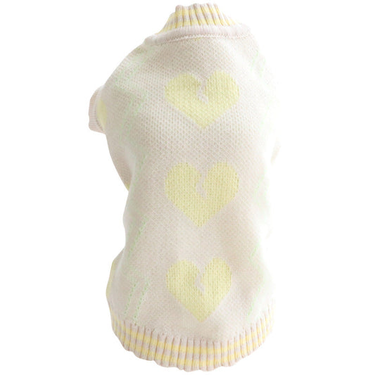 HKM-7649469 Cozy Wool Sweater for Cats and Dogs - Autumn and Winter Cardigan in Yellow and Pink