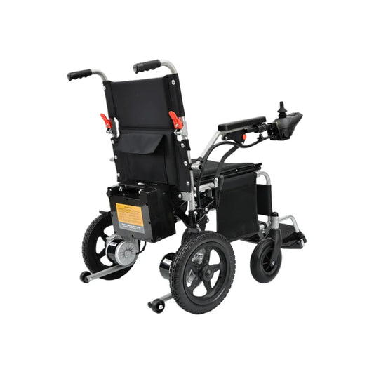 HKM-766995 Lightweight Folding Electric Wheelchair with Portable Lead-acid Battery and Steel Frame, Max Speed 6km/h, 120kg Capacity