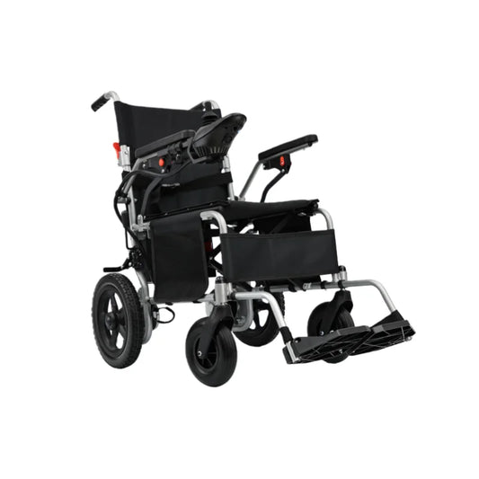 HKM-766995 Lightweight Folding Electric Wheelchair with Portable Lead-acid Battery and Steel Frame, Max Speed 6km/h, 120kg Capacity