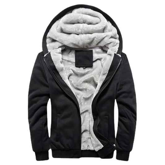 HKM-767507 Men's Jacket Sets Plush Padded Jacket Winter Sports Hoodie With Stand Collar Thick Canvas Material Hooded Baseball Clothing