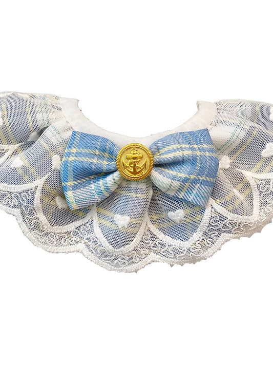HKM-7676093 Stylish Cotton Pet Bib with Lattice Design for Dogs and Cats: Multiple Sizes Available