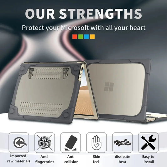 HKM-767827 Shockproof TPU PC Hard Shell Case with Fold Kickstand for Microsoft Surface Laptop Go 12.4 Inch 1943