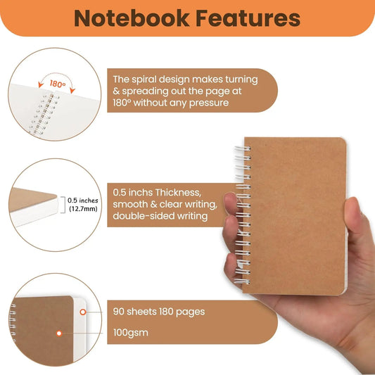 HKM-768403 Small Pocket Notebooks 5 Pack with 180 Ruled Pages for Writing, Drawing, and Note Taking