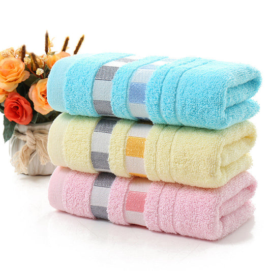 HKM-770003 Cotton Face Towel in Blue, Pink, and Yellow – 73x33 cm