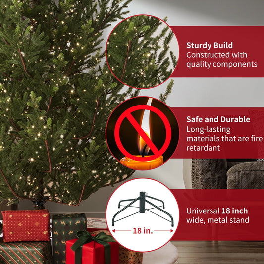 HKM-770707 7.5ft Aspen Slim Fir Pre-Lit Artificial Christmas Tree with 4,570 Branch Tips and 1,555 Low-Voltage Warm LED Lights