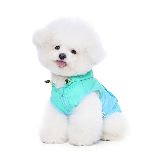 HKM-7727293 Dog Traction Vest for Small Breeds - Sun Protection Clothing for Bichon and Schnauzer in Blue Green, 100% Nylon