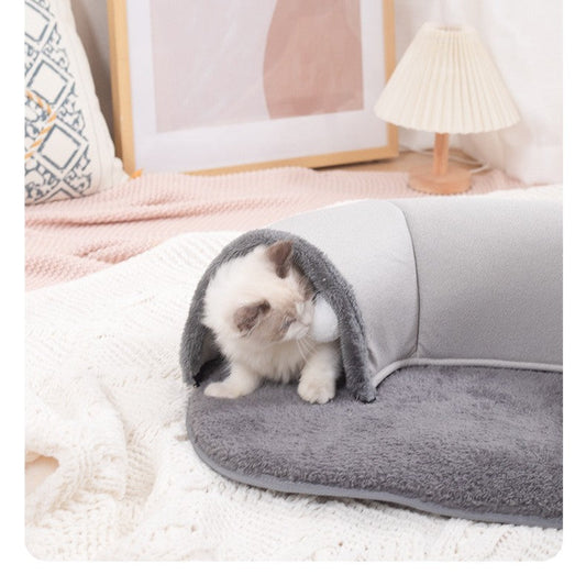 HKM-7727805 Cozy Plush Cat Tunnel - Autumn & Winter Cat Nest in Two Sizes