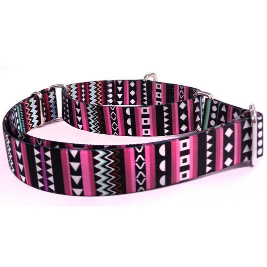 HKM-773267 Color Stripe Digital Printing Pet Leash - Casual Polyester Dog Walking Collar in Purple Arrow Gradient, Multiple Sizes Available