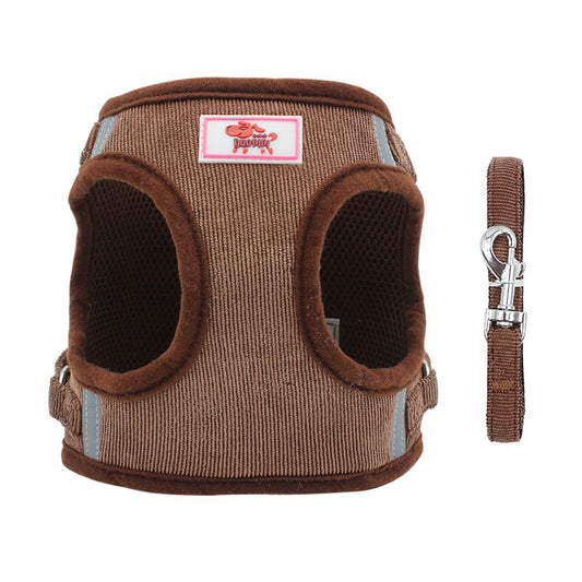 HKM-7749053 Reflective Polyester Dog Leash with Adjustable Vest Design in Multiple Colors