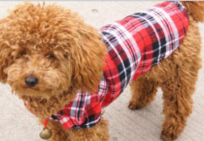 HKM-7753917 Pet Clothing for Small Dogs and Cats - Cute Plaid Shirt in Blue and Red, Size XS to XL