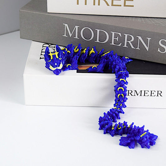 HKM-775507 Celestial Flying Moon Dragon Decorative Sculpture - Mythical Charm for Home Decor