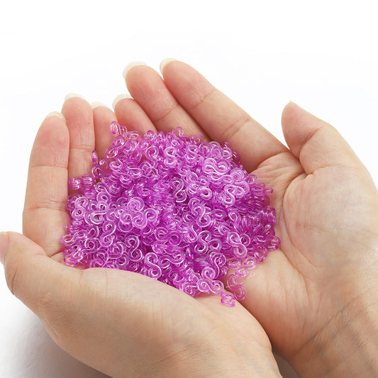 HKM-775699 S Clip Rubber Band Connectors for DIY Ornament and Bracelet Making - 500PCS Set