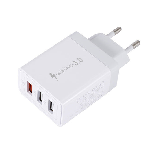 HKM-778195 3-Port USB Wall Charger - Fast Charging for EU, US, and UK Adaptors