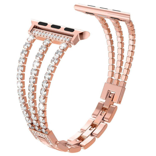 HKM-779987 Women's Solid Color Diamond Strap for Apple Watch - Alloy, Available in Multiple Sizes and Colors