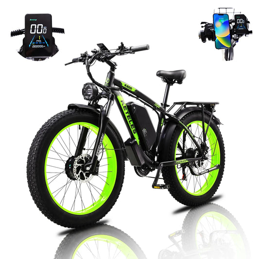 HKM-780947 Electric Bicycle Full Suspension 26 Inch, 2000W Dual Motor, 48V 23Ah Lithium Battery, Shimano 21 Speed