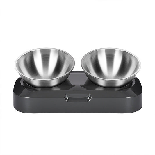 HKM-7815485 Adjustable Angle Stainless Steel Pet Bowl with Non-Slip Base for Cats and Small Dogs - Single and Double Options