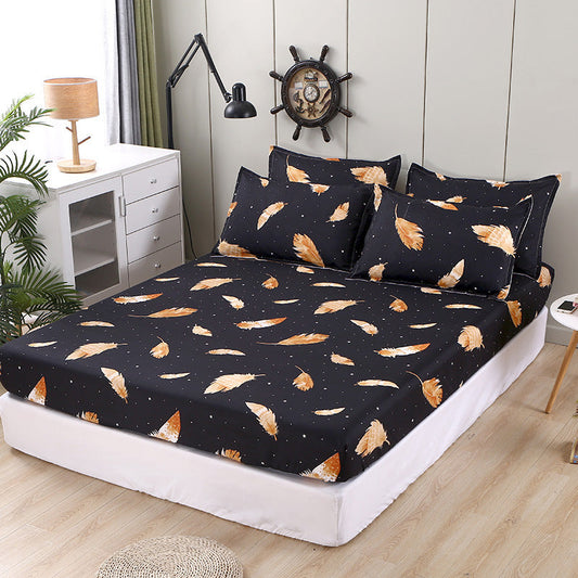 HKM-781587 Multi-Size Fixed Dustproof Polyester Mattress Cover with Floral Pattern, 180X (200-220cm)