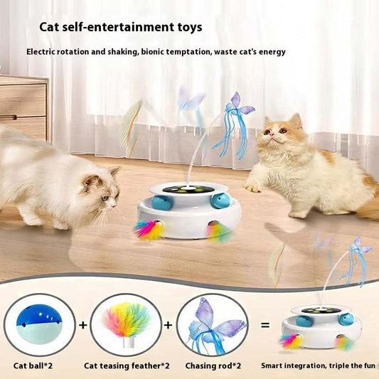 HKM-7816125 Electric Cat Toy Turntable with Random Colors - Engaging Pet Playtime Fun
