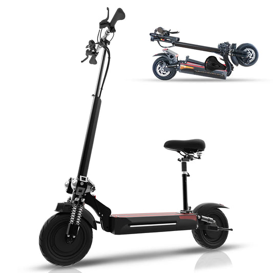 HKM-781651 Dual Motor Electric Scooter with 40 Mile Range, Full Suspension, Detachable Seat, and Waterproof Design