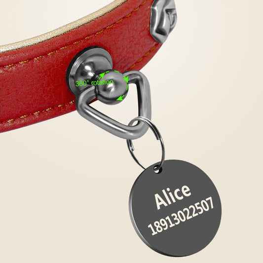 HKM-781971 Double-Layer Super Fiber Pet Leather Collar for Small and Medium Dogs with Custom Rose Nail Design