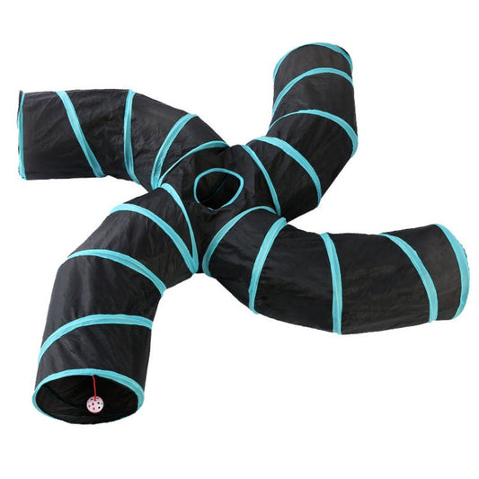 HKM-7825853 Collapsible Pet Tunnel S-Type Four-Way Cat Play Tent