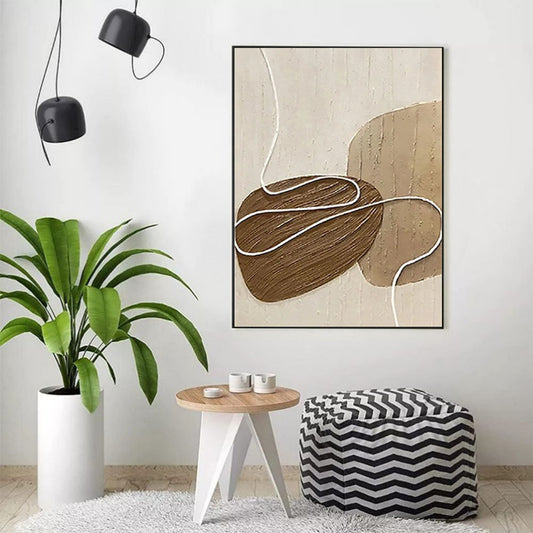 HKM-782867 Large Abstract Handmade Oil Painting on Canvas - Textured Modern Palette Knife Wall Art