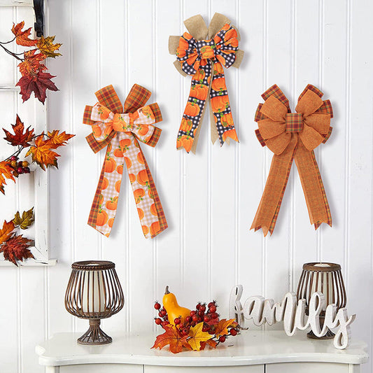 HKM-784211 Thanksgiving Decorative Pendants for Home - Polyester Bow Styles A, B, C