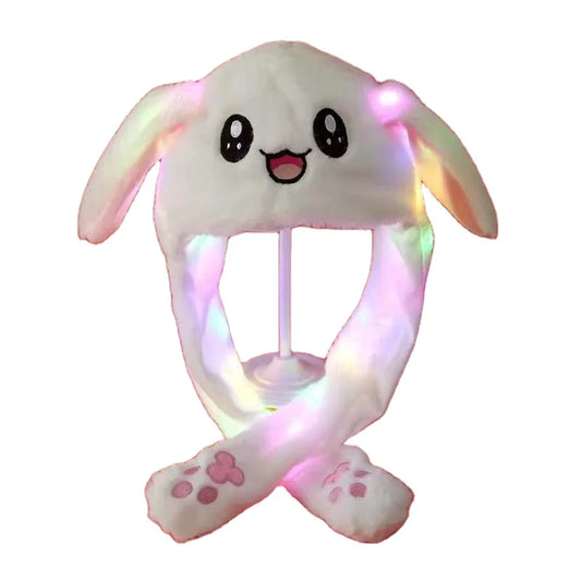 HKM-784531 LED Plush Bunny Hat with Glow in the Dark Features and Moving Ears
