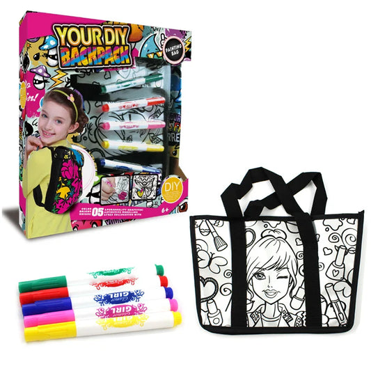HKM-785811 Colorful DIY Kids Drawing Bag Set – Fun Doodle Backpack for Creative Play