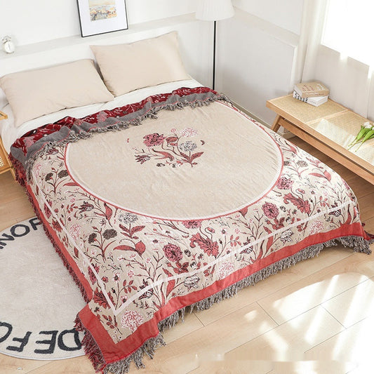 HKM-787219 Cotton Towel Blanket - Modern Red Design, 200cm x 230cm