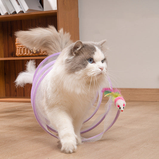 HKM-7891645 S-type Foldable Cat Tunnel Toy in Various Colors for Play and Exploration