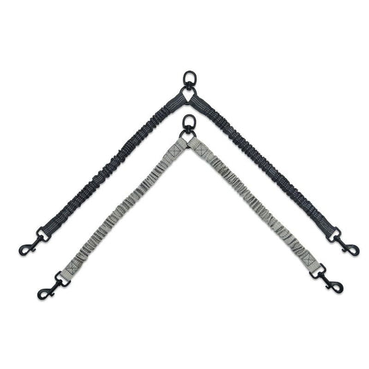HKM-7907645 Reflective Double-Headed Telescopic Dog Leash - Adjustable Length, Durable Polyester Material, Light and Dark Gray