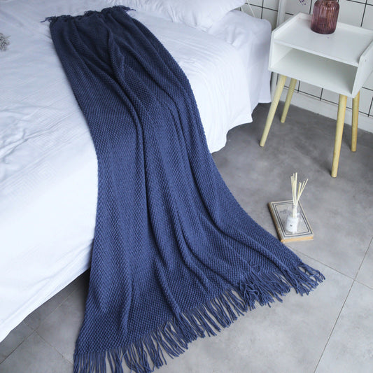 HKM-791827 Air Conditioning Blanket in Morandi Blue - Soft Imitation Cashmere, Available in Multiple Sizes and Colors