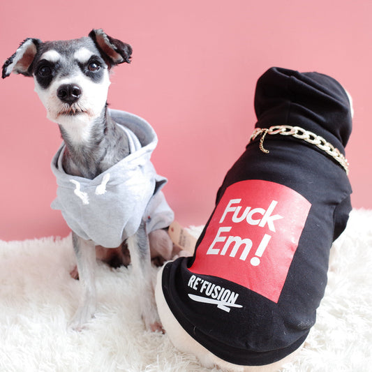 HKM-7930173 Hooded Cotton Summer Vest for Dogs & Cats, Available in Black or Grey, Sizes XS to XXL