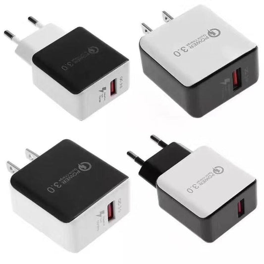 HKM-796307 Multi-Function USB Mobile Phone Charger Head - Fast Charging, 5V 3A, Single Port, Available in White and Black Options