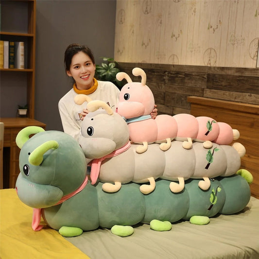 HKM-796563 Cartoon Caterpillar Plush Pillow Toy in Multiple Colors and Sizes