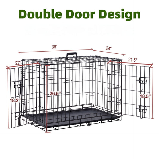 HKM-7967293 Large Encrypted Folding Dog Crate for Corgis and Shiba Inus, Iron Wire Construction, Two Size Options