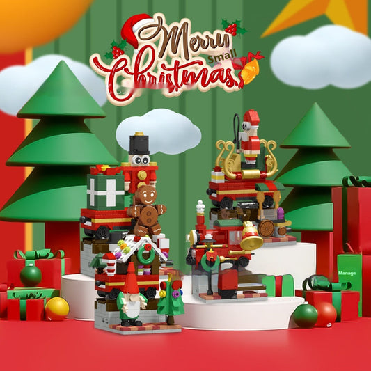 HKM-797395 24 Grid Christmas Scene Building Blocks Blind Box for Ages 7-14, 24 Pieces, Plastic Building Blocks, Fun Holiday Activity