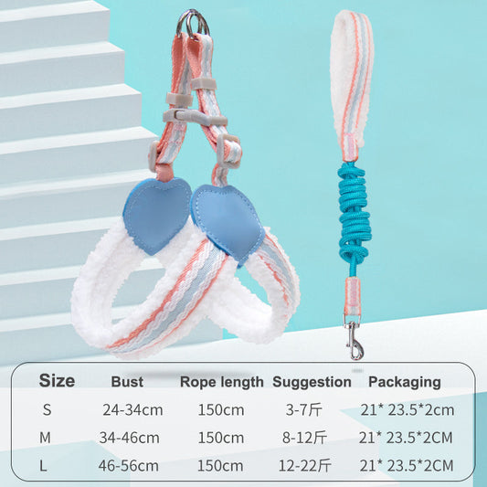 HKM-7980605 Summer Breathable Dog Chest Vest Leash for Small and Medium Dogs