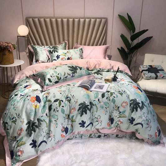 HKM-799891 Elegant 80 Tencel Luxury Bedding Set with Patch Embroidery - Multiple Designs and Sizes Available