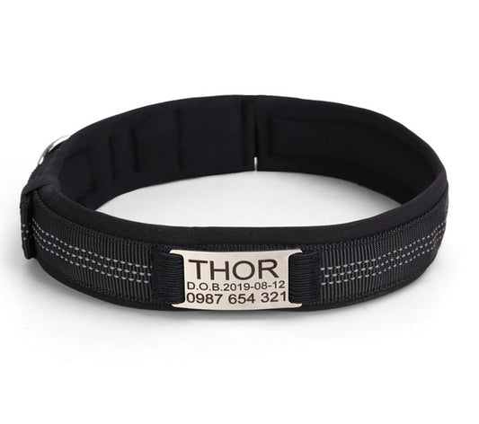 HKM-8007997 Nylon Engraved Anti-Loss Collar with Needle Buckle - Sizes S to XL