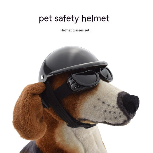 HKM-8024253 Pet Helmet with Glasses for Dogs and Cats - Casual Monochrome Style, Available in S, M, L