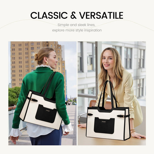 HKM-803731 Large Capacity Waterproof Leather Tote Bag with Clutch for Business and Office Use