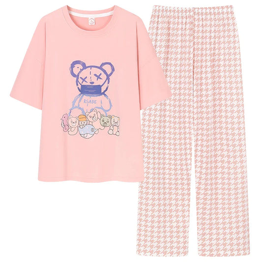 HKM-804883 2024 New Design Women'S Pajamas Are Comfortable and Two Sets of Pajamas Ladies Sweet Cute Cartoon Home Wear