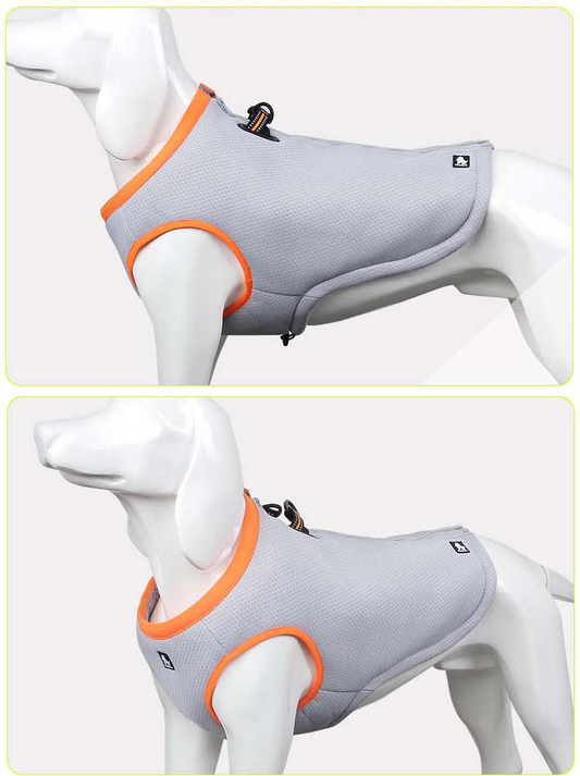 HKM-8070973 Cooling Harness Suit for Dogs - Summer Traction and Breathable Design in Gray Green and Gray Orange
