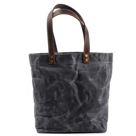 HKM-807699 Vintage Women's Waterproof Handbag in Waxed Canvas and Leather - Classic Shoulder Bag