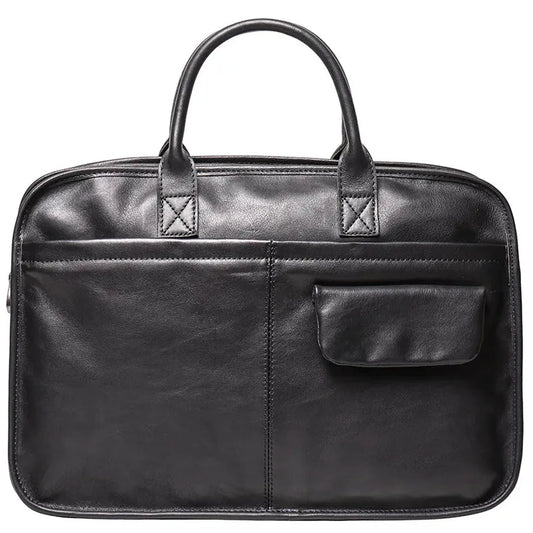HKM-808211 Stylish Large Capacity Men's Leather Messenger Bag - Genuine Cowhide Computer Briefcase
